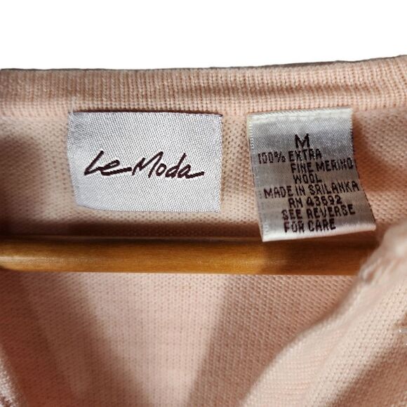 le moda Light pink merion wool Vintage cardigan - Picture 2 of 8